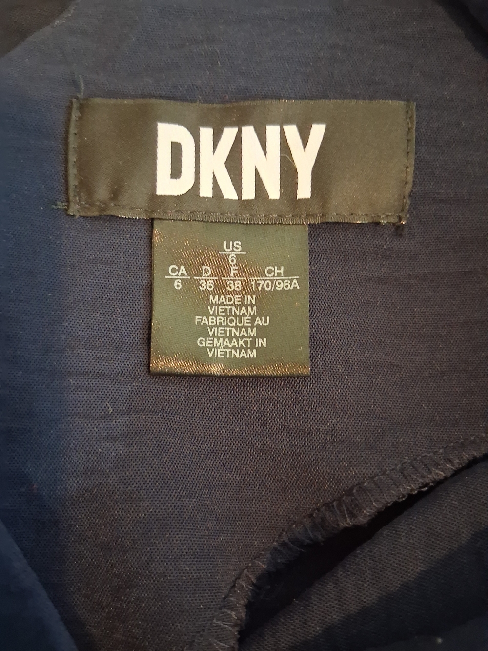 DKNY Navy Midi Dress with Cream Ruffle Hem - Picture 7 of 8